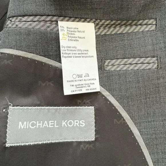 Michael Kors Wool Sport Coat Dinner Jacket Blazer Men 44L Gray Career Formal NWT